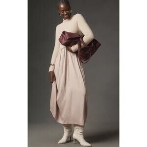 Anthropologie Cream and Purple Maxi Dress